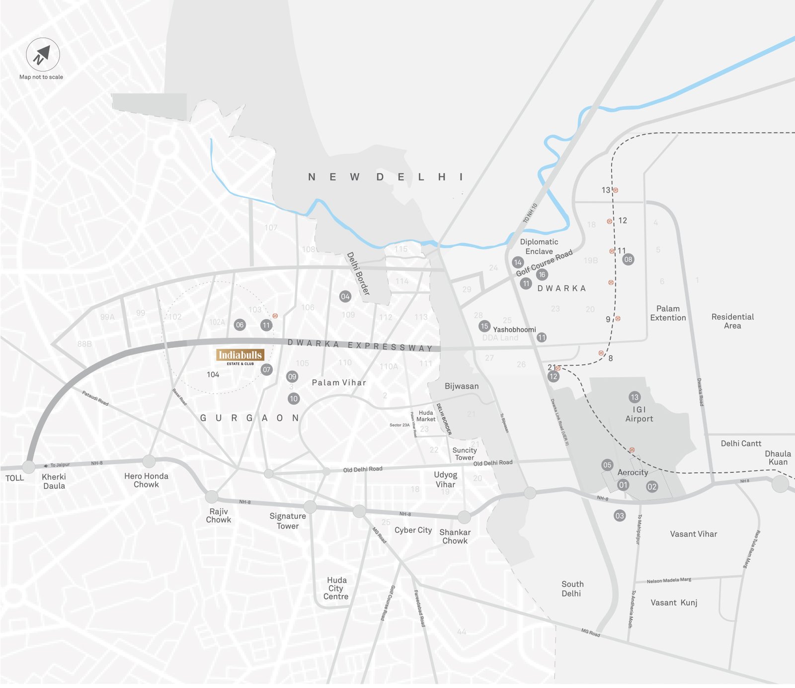 Indiabulls Estate and Club Location Map